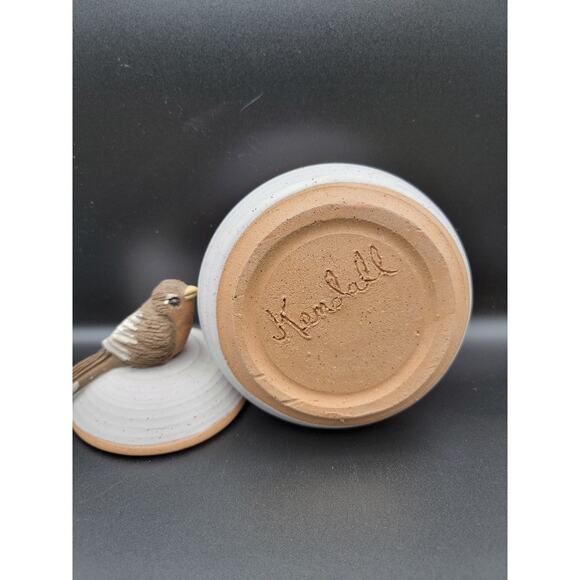 Kendall Studio Pottery Bird on Bowl w/ Lid Storage Trinket Keepsake Beige - Picture 6 of 9